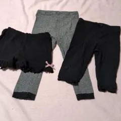 90　レギンス　３枚セット　フリル付　リボン付き