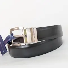 Tommy Hilfiger ベルト ブラック レザー シルバーバックル M