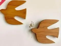 北欧風 木製 鳥 ウォールデコレーション 2個セット