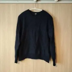 【美品】UNICLO ユニクロ カシミヤクルーネックセーター 長袖 ネイビー L