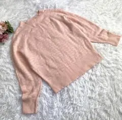 ユニクロ レディース クルーネック スフレヤーン ピンク 透かし編み ニット S