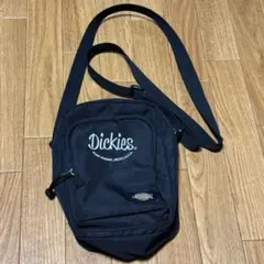 Dickies ブラック スクエアショルダーバッグホワイトロゴ刺繍