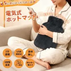 充電式湯たんぽ 無水 USB ホットマット 3段階温度調節 ふわふわ 丸洗い可能