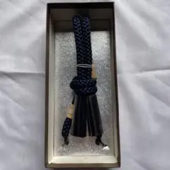 羽織紐 紺色 絹100%