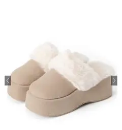 【グレイル！23cm】厚底ファーサボサンダル[ci487] ベージュ　ムートン