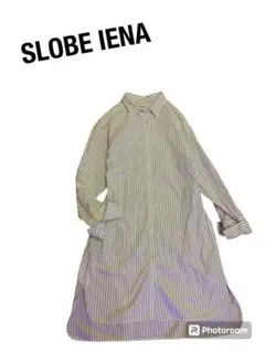 スローブイエナ ストライプシャツワンピース 綿100% フリーサイズ