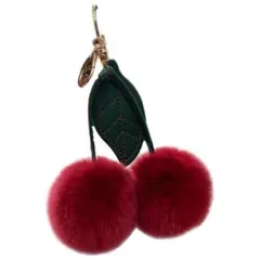 チェリー型ファーキーホルダー