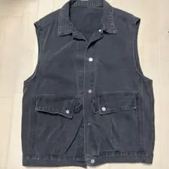 レディースダークグレー デニムベスト