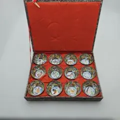 陶器製 12個セット 小皿 　中国陶器　中国茶器セット 干支12個セット