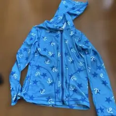 水色ラッシュガード フード付き アンカー柄　130cm