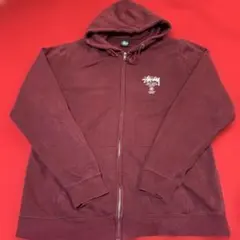Stussy ワールドツアーフルジップパーカー ワインレッド　サイズXLのサムネイル