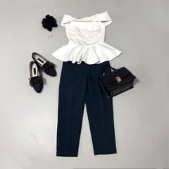 ELVENCE DEUX テーパードパンツ グリーン Sサイズ オフィス 通勤