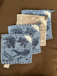 恐竜柄 ループ付タオル 4枚セット