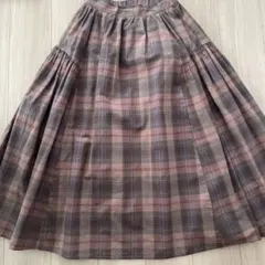 サマンサモスモス　チェック柄フレアースカート　ピンク