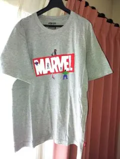 ユニクロUT【MARVEL】 ロゴプリント Tシャツ グレーＬ