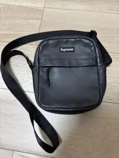 Supreme Leather Shoulder Bag Black 23FW