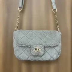 ファー キルティング ショルダーバッグ ベージュ