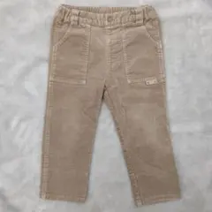 ファミリア ベージュ コーデュロイパンツ。折返し付き。ゴム調整付き。90cm。