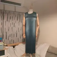 デニムノースリーブロングワンピース