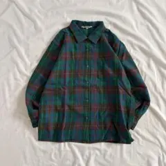 vintage ネルシャツ タータンチェック 毛100% レトロ カジュアル古着