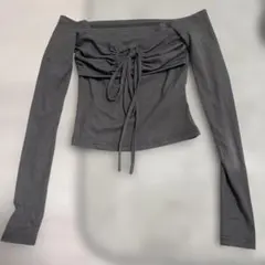 Dazy グレー オフショルダー 長袖 Tシャツ S