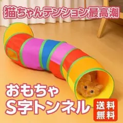 レインボー 折りたたみ式 キャットトンネル 123cm S字2穴付き ペット遊具のサムネイル