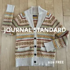 【JOURNAL STANDARD】フェアアイル柄 ショールカラー カーディガン