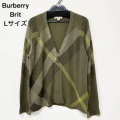 美品 Burberry Brit バーバリー ウール カシミヤ カーディガン L