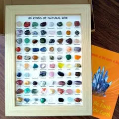 80種類の鉱物標本セット 壁掛け 木製 天然石➂