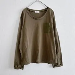 イーハイフンワールドギャラリー　カットソー　長袖　カーキ　ロングT トップス　F