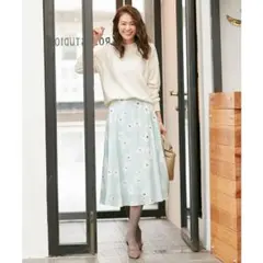 ipekerフラワープリント スカート （ライトグリーン系5）　組曲　クミキョク