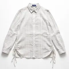 【美品】バーバリー 長袖シャツ チェック 38 ホワイト×ベージュ 薄手