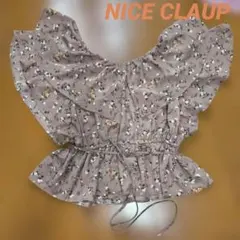 NICE CLAUP 花柄フリルブラウス 半袖 薄紫