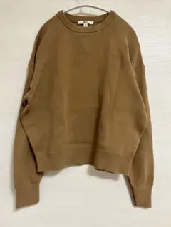 UNIQLO C ブラウン スムースコットンクルーネックセーター M ベージュ