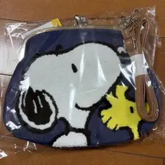 スヌーピー がま口ポーチ ポシェット バッグ ブルー