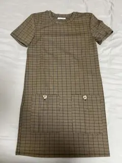 ZARA ブラウン系チェック ミニワンピース M