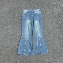 bell-bottoms flare denim "STUDS"