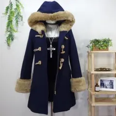 CECIL McBEE ファー付きダッフルコート ネイビー y2k 平成ギャルのサムネイル