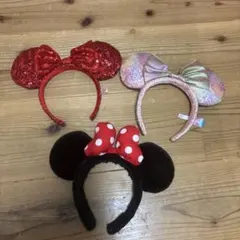 ミニーマウス スパンコールカチューシャ3点セット