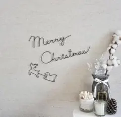 《ワイヤーアート》手書き風　クリスマス　トナカイ　サンタクロース