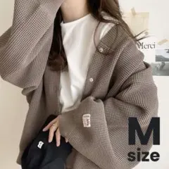 classicalelf 軽量 ワッフル ニットカーディガン モカ M 春服