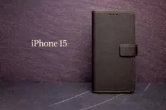 iPhone 15 手帳型ケース ブラック　レザー