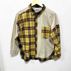 DOUBLE NAME ダブルネーム　シャツ　黄色チェック　カジュアルFサイズ