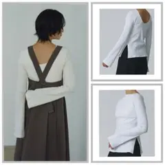 新品　Abor フレアスリーブバックオープンリブトップス