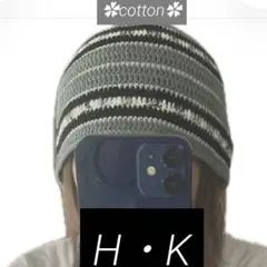 クラッシャーハット　クロシェハット　ビーニー　ニット帽　ハンドメイド