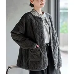 rps 中綿キルティングブークレノーカラージャケット