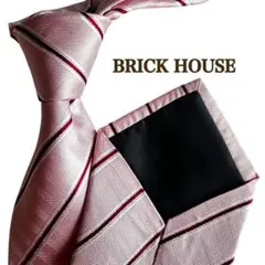 BRICK HOUSE ブリックハウス　ピンク 赤　白ストライプ柄 ネクタイ