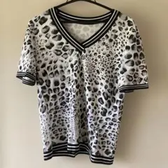 伊太利屋　ヒョウ柄 Vネック 半袖Tシャツのサムネイル