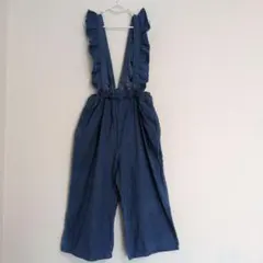 プティマインフリル付きサロペット　デニムオーバーオール 120