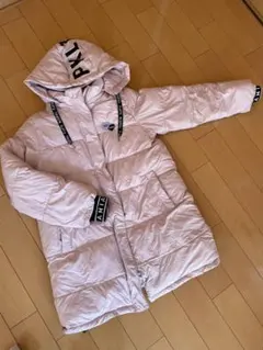 ピンクラテ　ピンク フード付き ダウンコート
